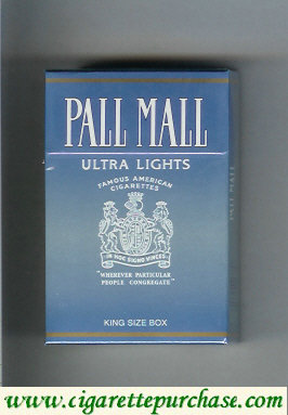 Pall Mall Famous American Cigarettes Ultra Lights cigarettes hard box